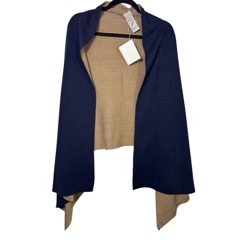 Chico's Reversible Navy and Camel Wrap Scarf